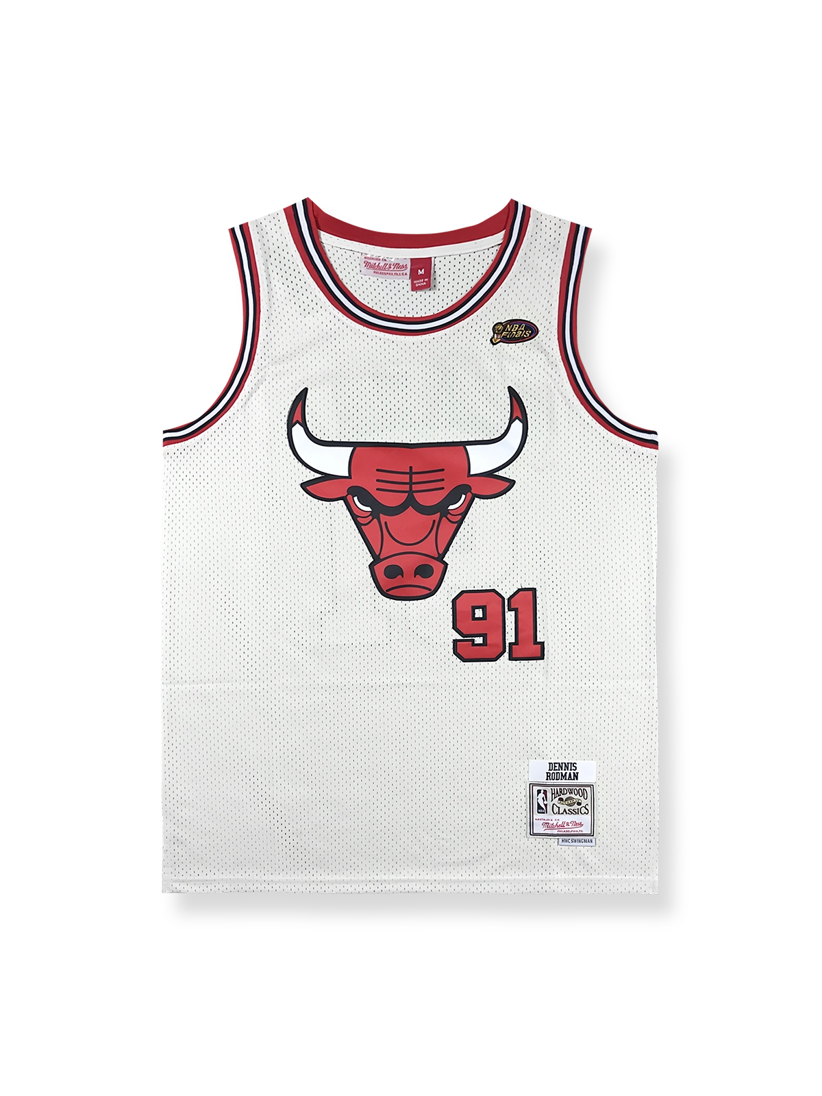 1990年代 シカゴ・ブルズ ロッドマン 91番 ファイナル仕様 ロゴ版 ホワイトユニフォーム