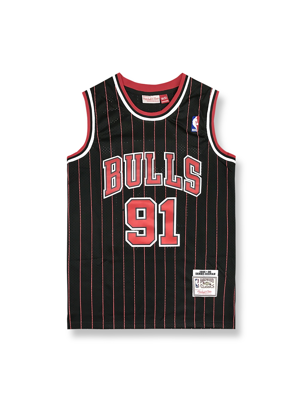 1995-96年 シカゴ・ブルズ ロッドマン 91番 ピンストライプユニフォーム