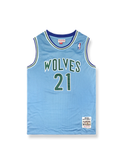 1995-96年 ミネソタ・ティンバーウルブズ ホーム ガーネット 21番、ヴィンテージバスケットボールジャージ