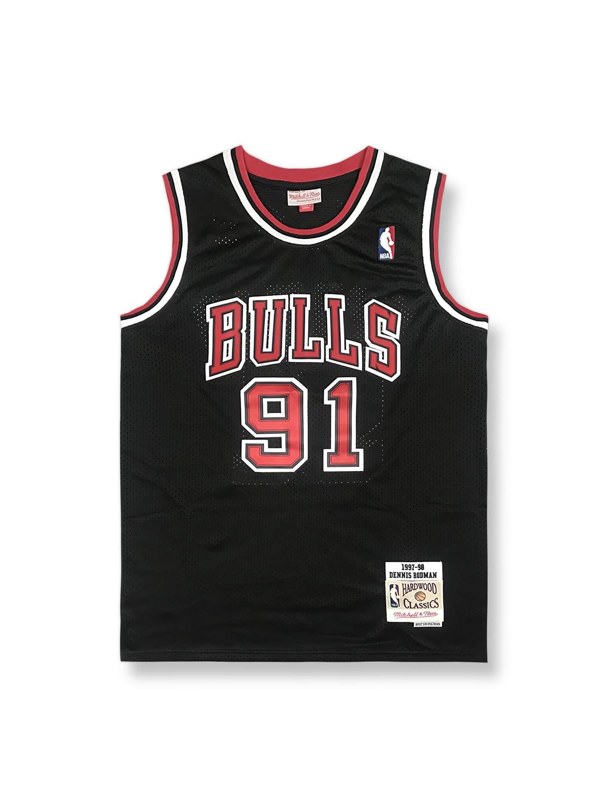 1997-98年 シカゴ・ブルズ ロッドマン 91番 ブラックアウェイユニフォーム