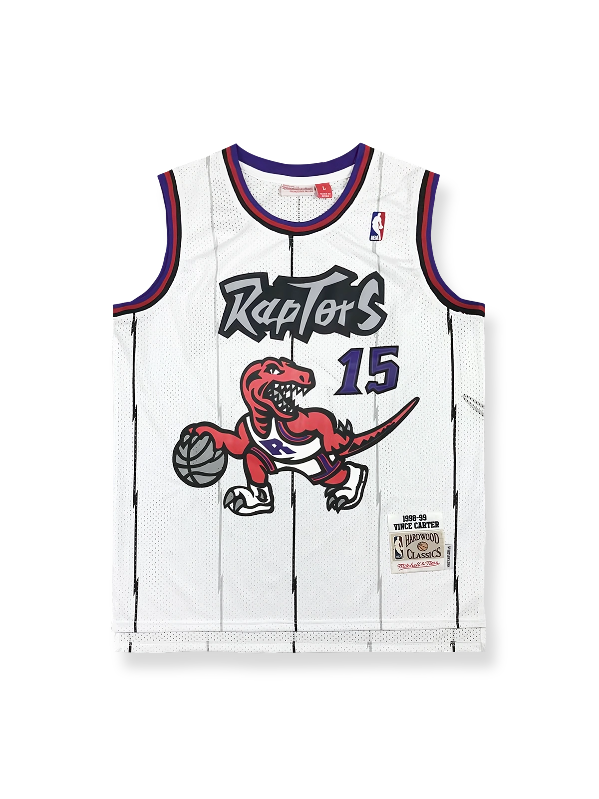 1998-99年 トロント・ラプターズ ホーム ユニフォーム ヴィンス・カーター 15番、ヴィンテージバスケットボールシャツ