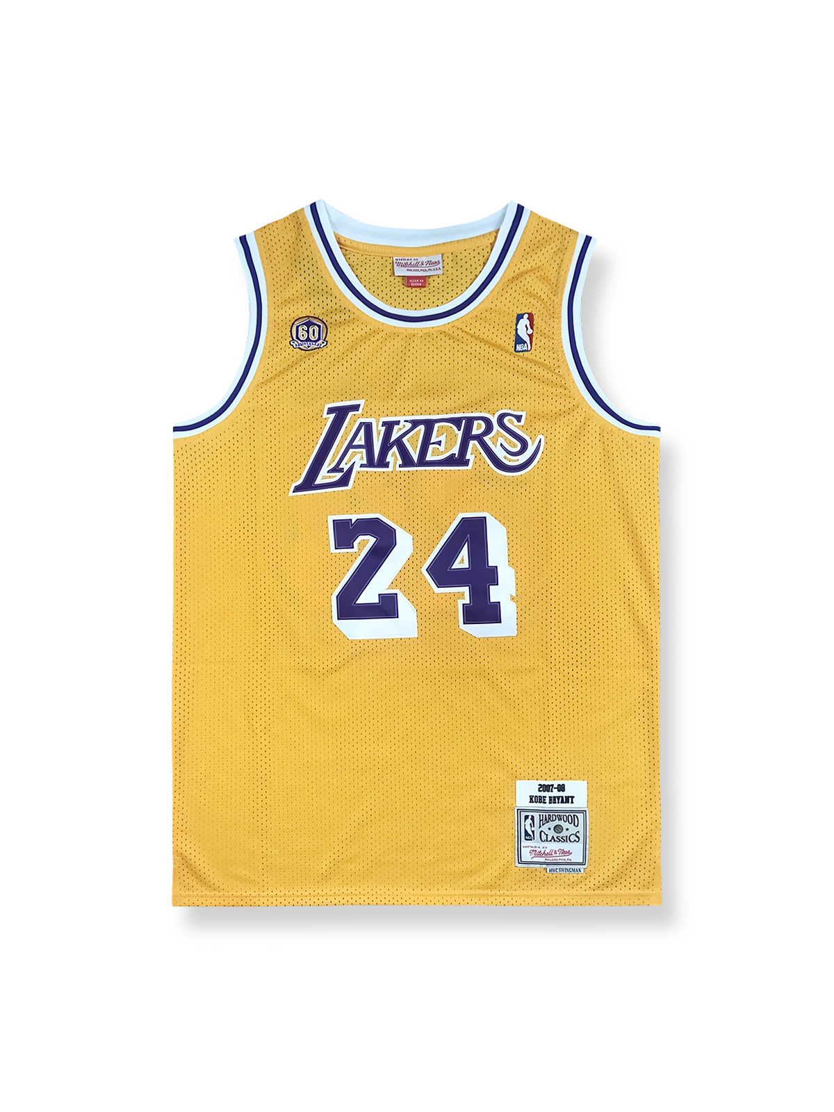 2007-08年 ロサンゼルス・レイカーズ ホーム ユニフォーム コービー・ブライアント 24番 NBA60周年記念モデル