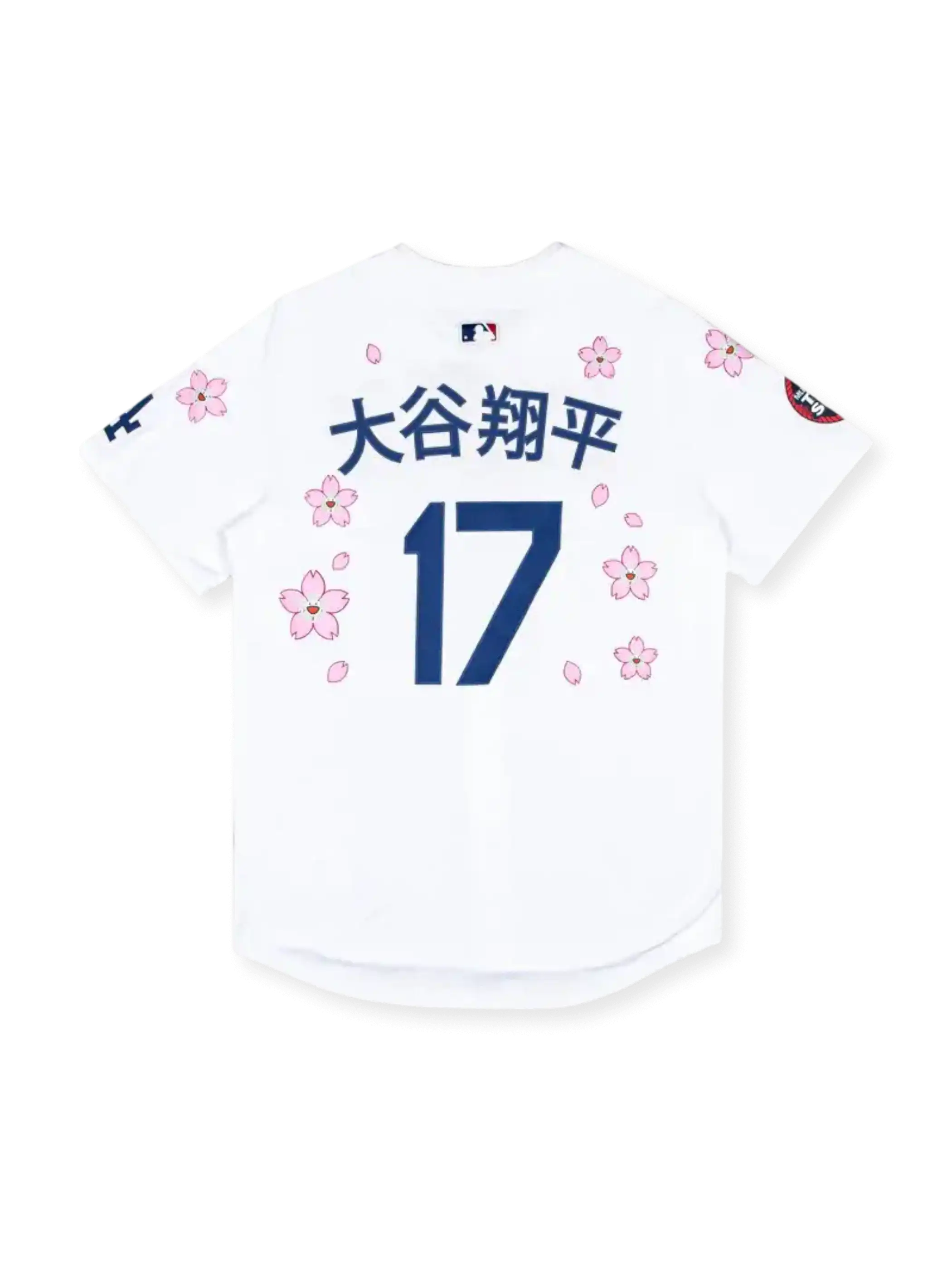 2025年 ロサンゼルス・ドジャース 東京シリーズ 桜エディション ホワイトユニフォーム 村上隆コラボ 大谷翔平 17番 表面デザイン