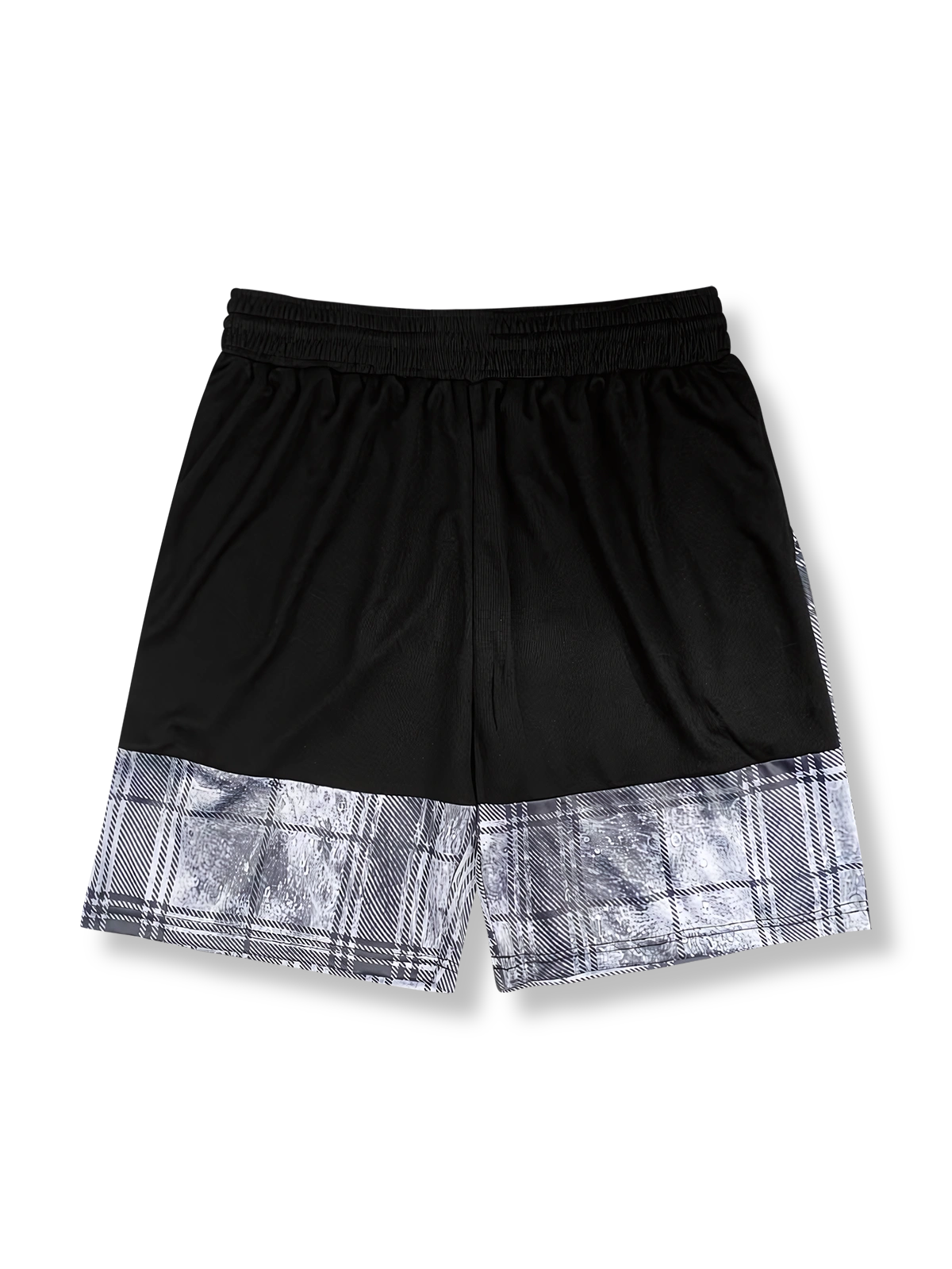 格子柄パッチワークバスケットボールトレーニングショーツ 五分丈
