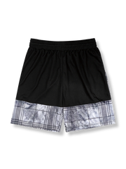 格子柄パッチワークバスケットボールトレーニングショーツ 五分丈