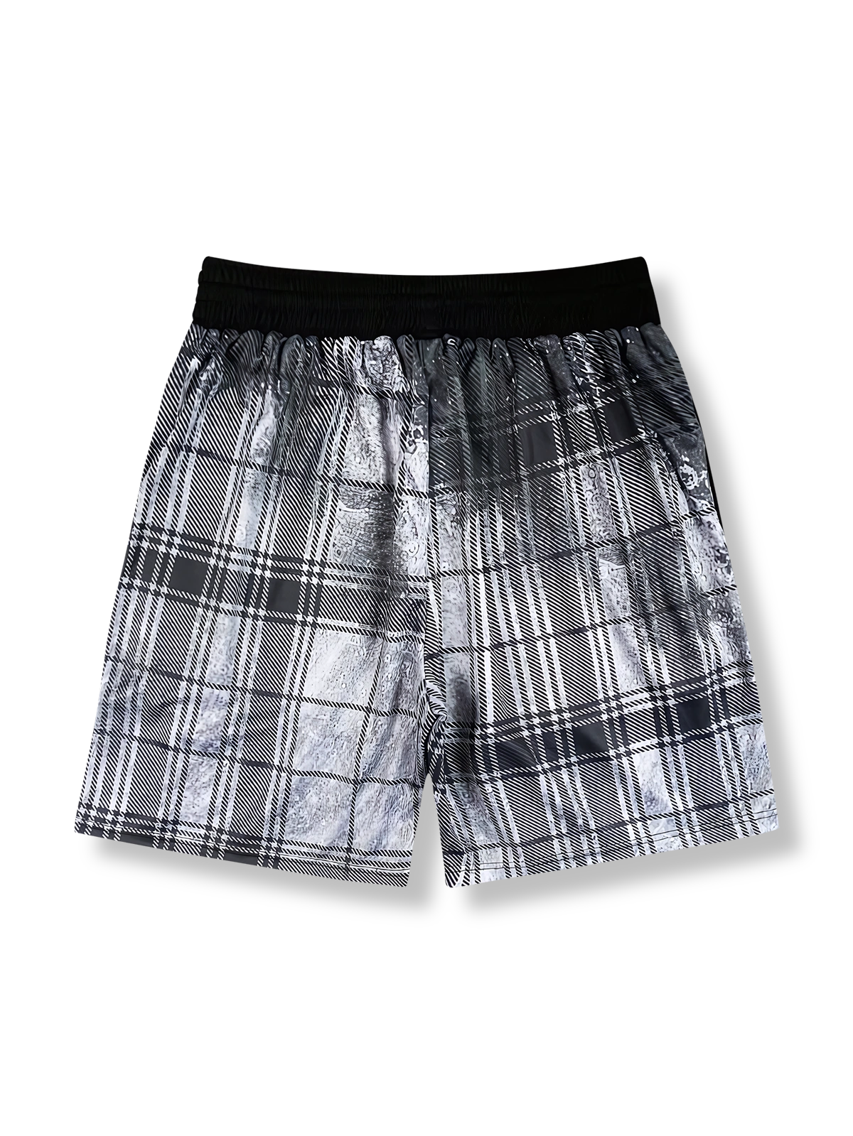 格子柄パッチワークバスケットボールトレーニングショーツ 五分丈