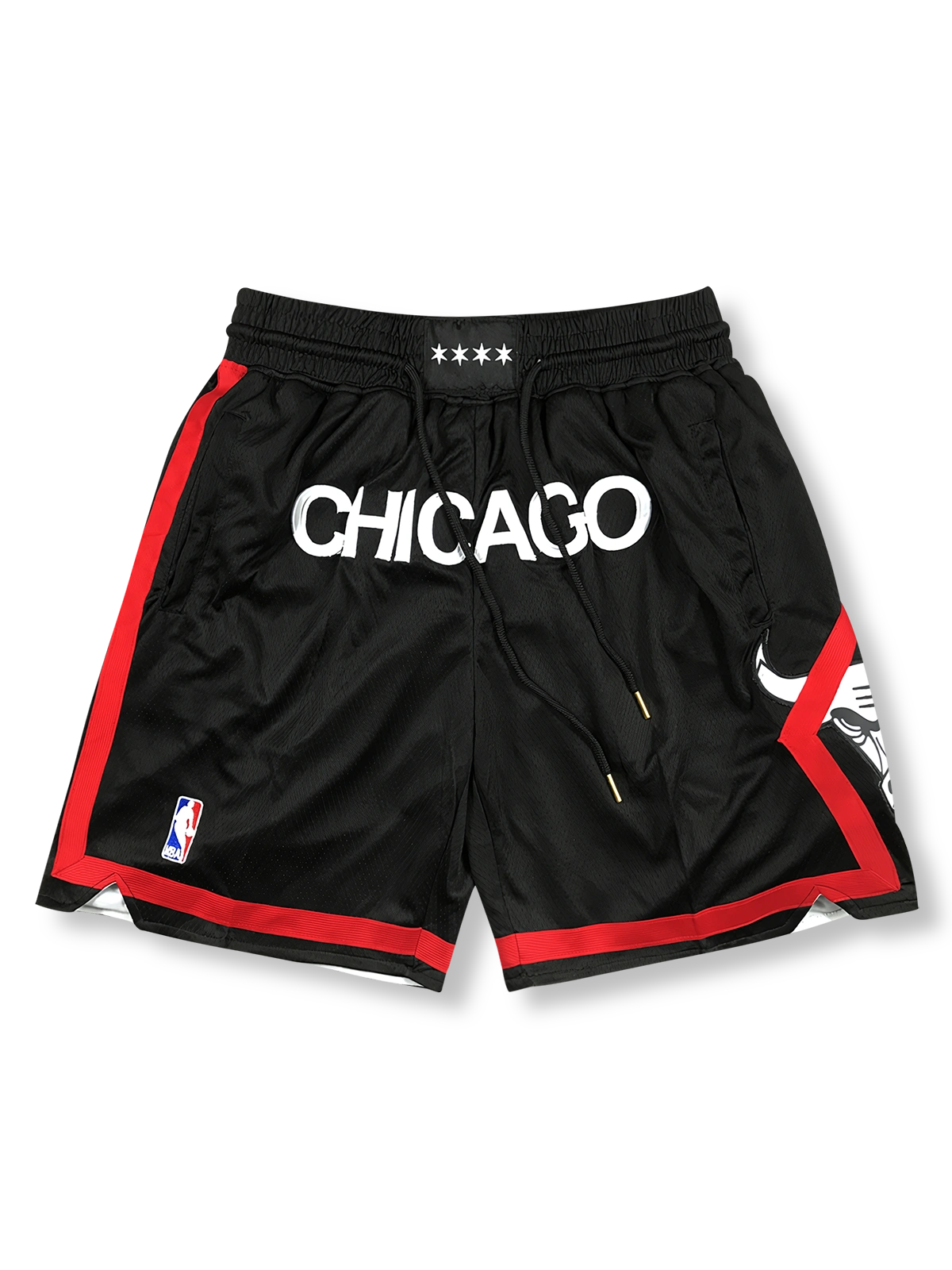 シカゴ・ブルズ シティエディション ショーツ ブラック レッド シカゴ市旗モチーフ
