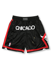 シカゴ・ブルズ シティエディション ショーツ ブラック レッド シカゴ市旗モチーフ