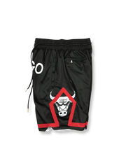 シカゴ・ブルズ シティエディション ショーツ ブラック レッド シカゴ市旗モチーフ