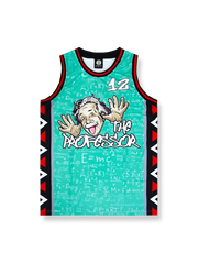 アインシュタインイラストプリントのバスケットボールジャージ、速乾通気スポーツモデル