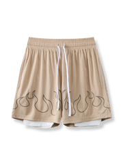 炎シリーズメッシュ速乾バスケットボールショーツ 三分丈