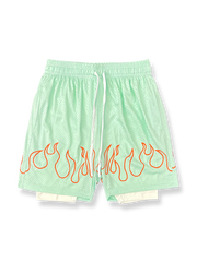 炎シリーズメッシュ速乾バスケットボールショーツ 三分丈