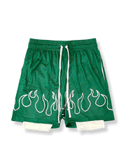 炎シリーズメッシュ速乾バスケットボールショーツ 三分丈