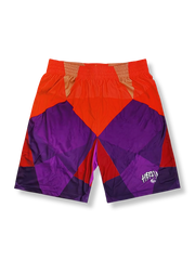 不規則ジオメトリーパターンのバスケットボールショーツ 五分丈、速乾通気スポーツモデル