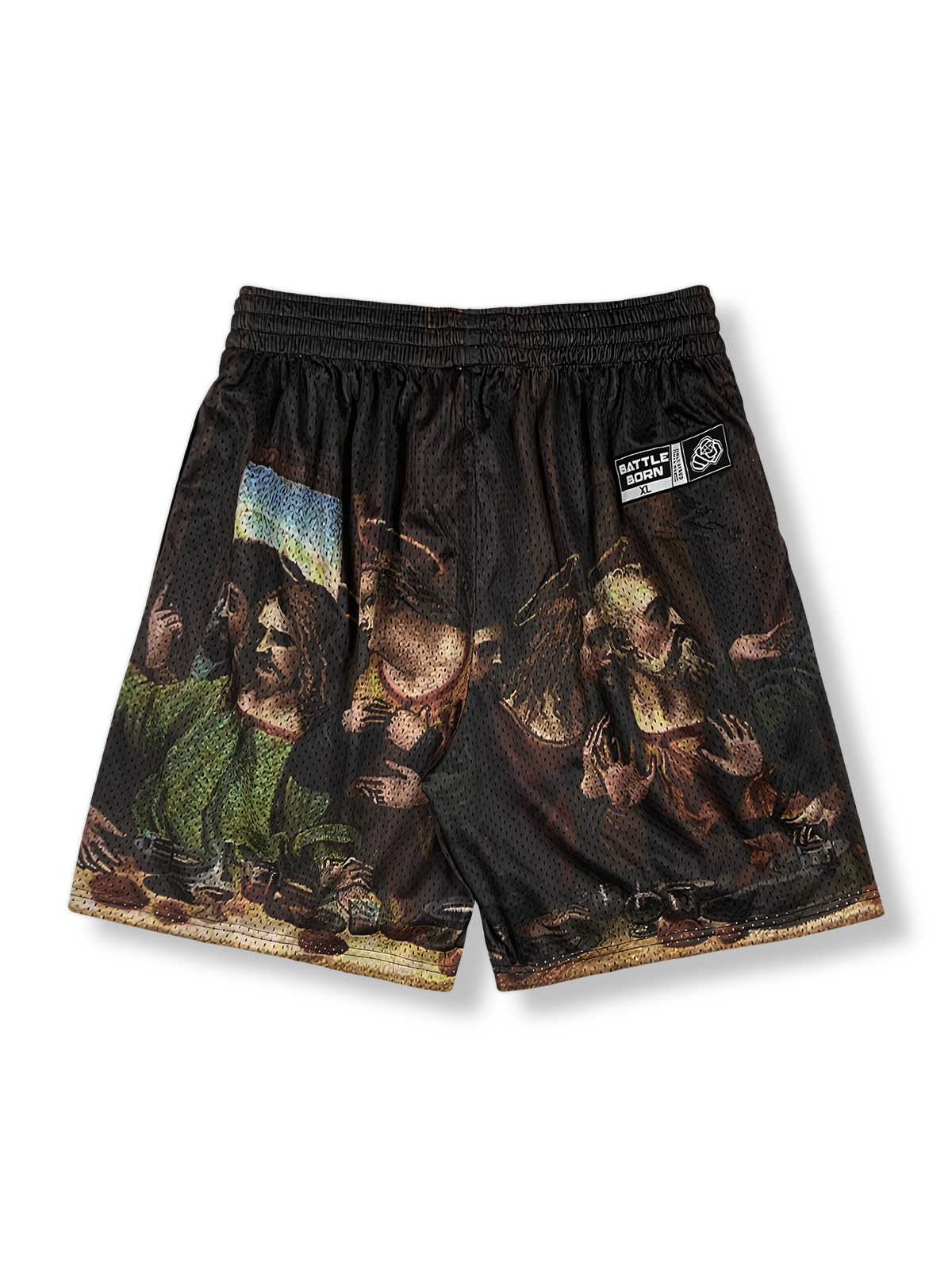 最後の晩餐プリントバスケットボールショーツ 四分丈