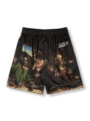 最後の晩餐プリントバスケットボールショーツ 四分丈