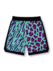 レオパード柄ツートンバスケットボールショーツ 四分丈