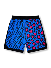 レオパード柄ツートンバスケットボールショーツ 四分丈