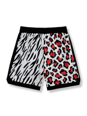レオパード柄ツートンバスケットボールショーツ 四分丈