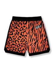 レオパード柄ツートンバスケットボールショーツ 四分丈