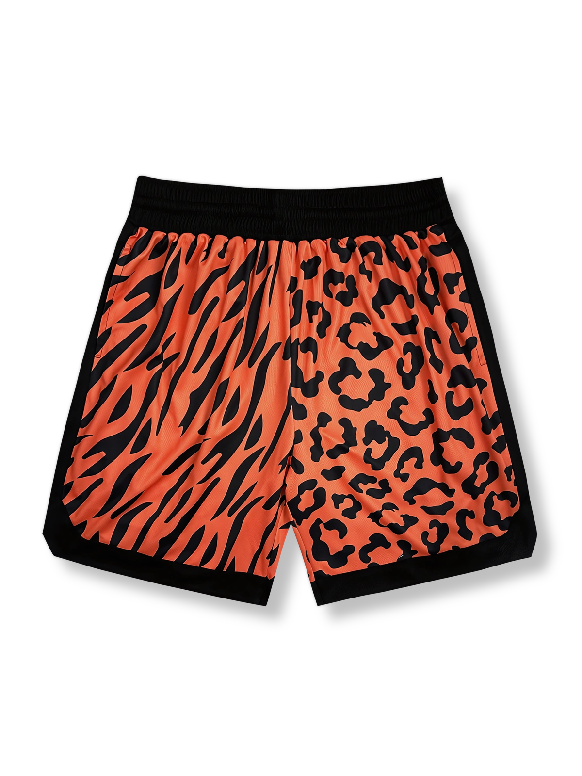 レオパード柄ツートンバスケットボールショーツ 四分丈