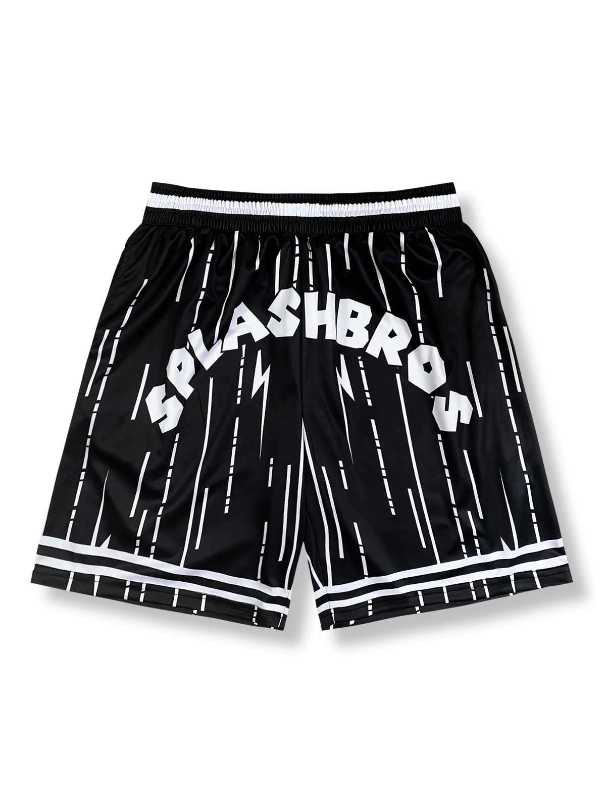 流星と稲妻プリントのバスケットボールショーツ 五分丈、速乾通気スポーツモデル