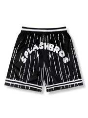 流星と稲妻プリントのバスケットボールショーツ 五分丈、速乾通気スポーツモデル