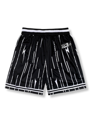 流星と稲妻プリントのバスケットボールショーツ 五分丈、速乾通気スポーツモデル