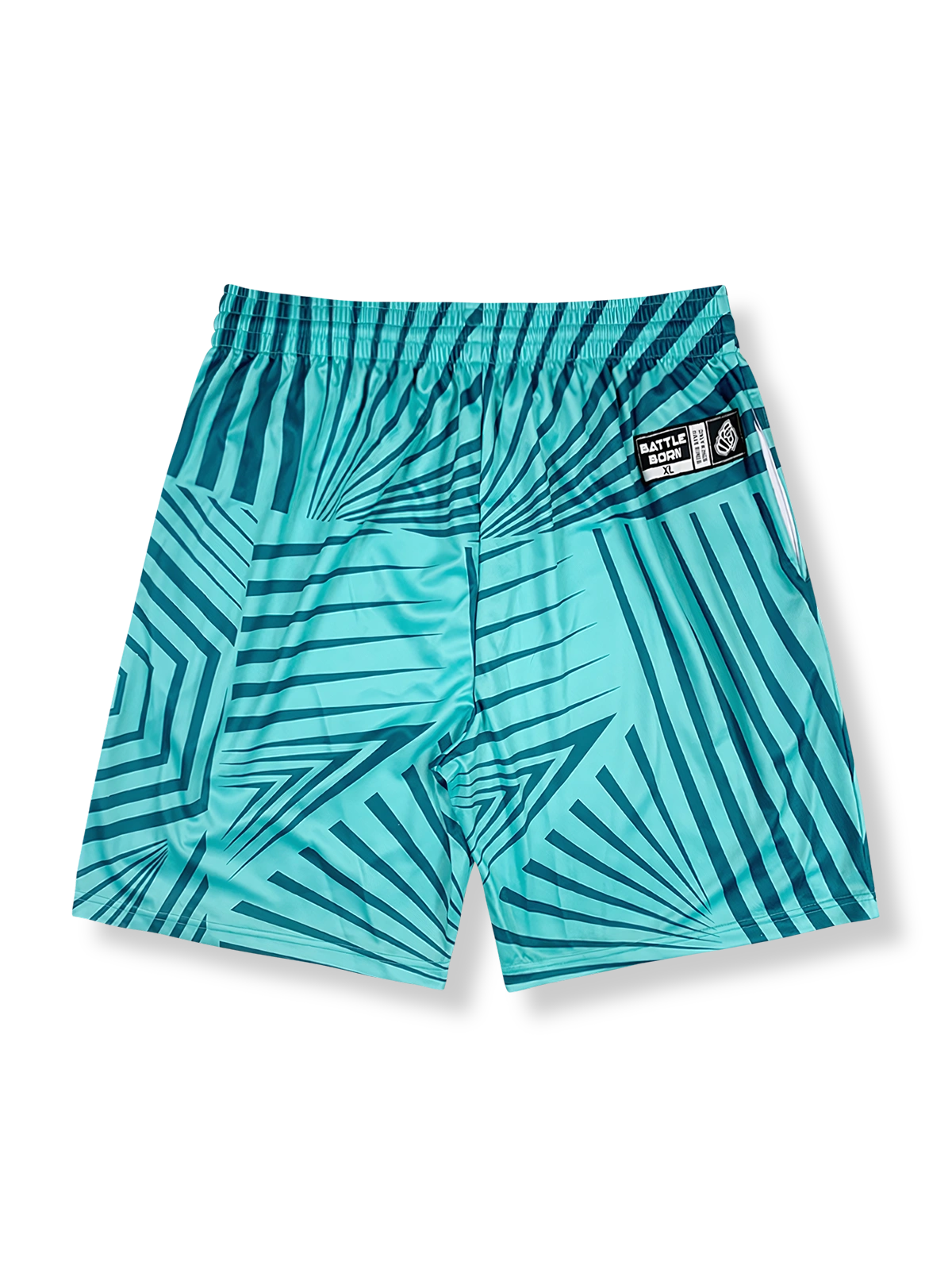 ミントグリーンストライプ柄バスケットボールショーツ 五分丈、速乾通気スポーツモデル