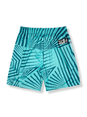 ミントグリーンストライプ柄バスケットボールショーツ 五分丈、速乾通気スポーツモデル