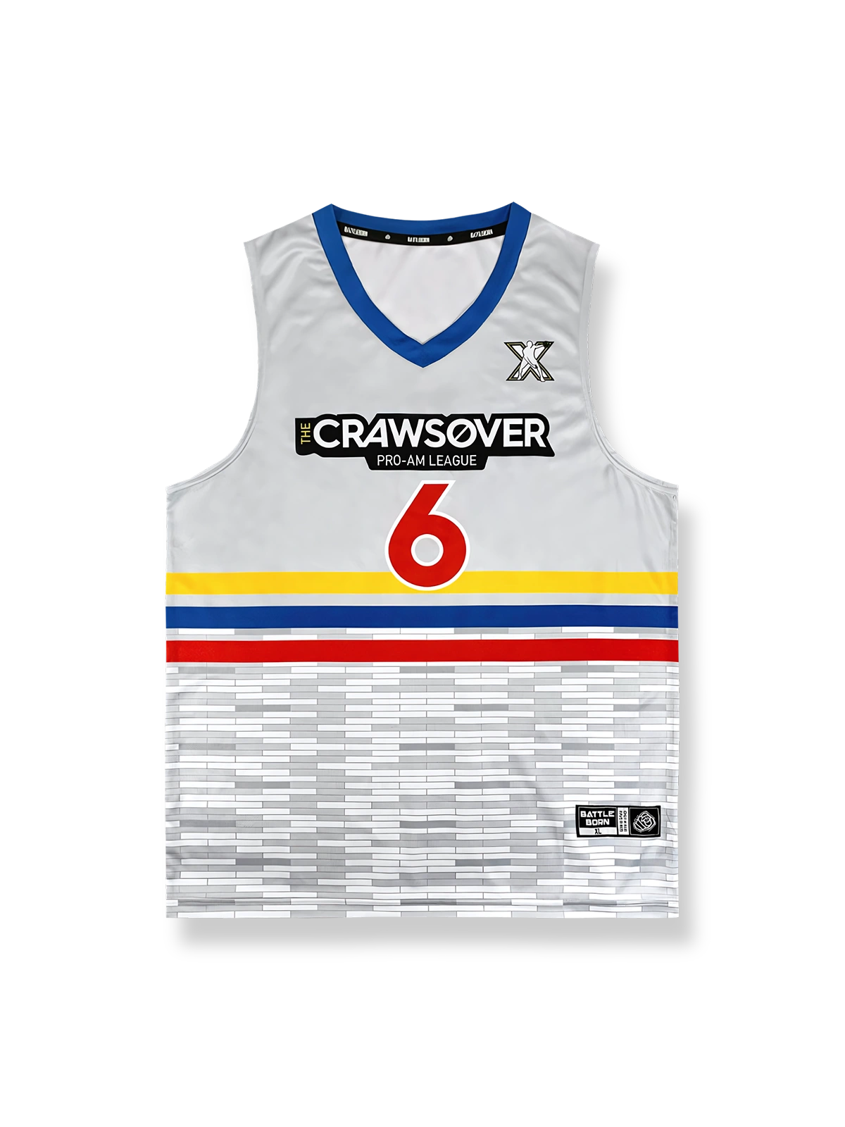 モザイクストライププリントのバスケットボールジャージ、速乾通気スポーツモデル