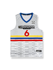 モザイクストライププリントのバスケットボールジャージ、速乾通気スポーツモデル