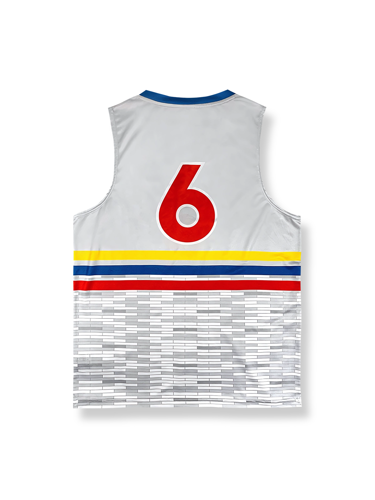 モザイクストライププリントのバスケットボールジャージ、速乾通気スポーツモデル