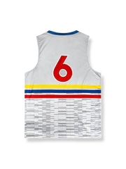 モザイクストライププリントのバスケットボールジャージ、速乾通気スポーツモデル