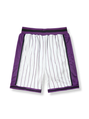 細ストライプ柄バスケットボールショーツ 五分丈、速乾通気スポーツモデル