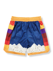 ポップ配色刺繍メッシュバスケットボールショーツ 四分丈