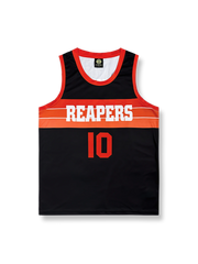 リーパーズ サンセットカラー バスケットボールジャージ #10, ブラック, オレンジライン
