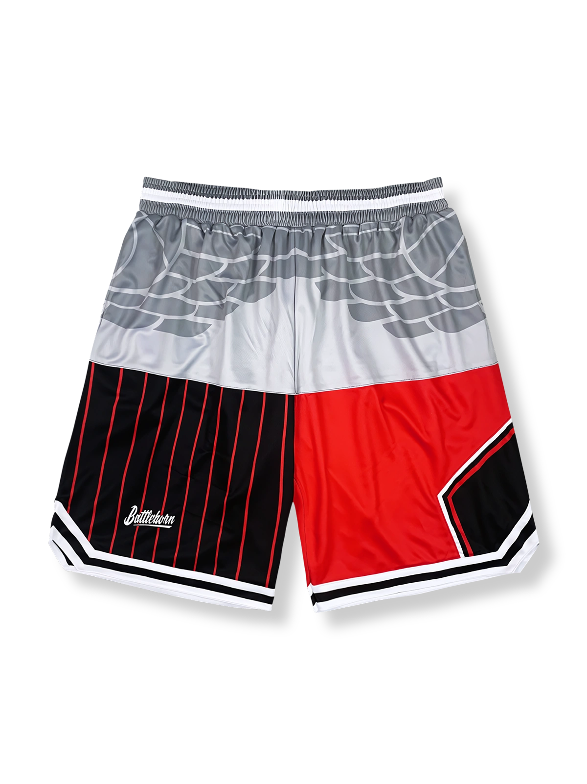 リワークパターンパッチワークデザインのバスケットボールショーツ 五分丈、速乾通気スポーツモデル