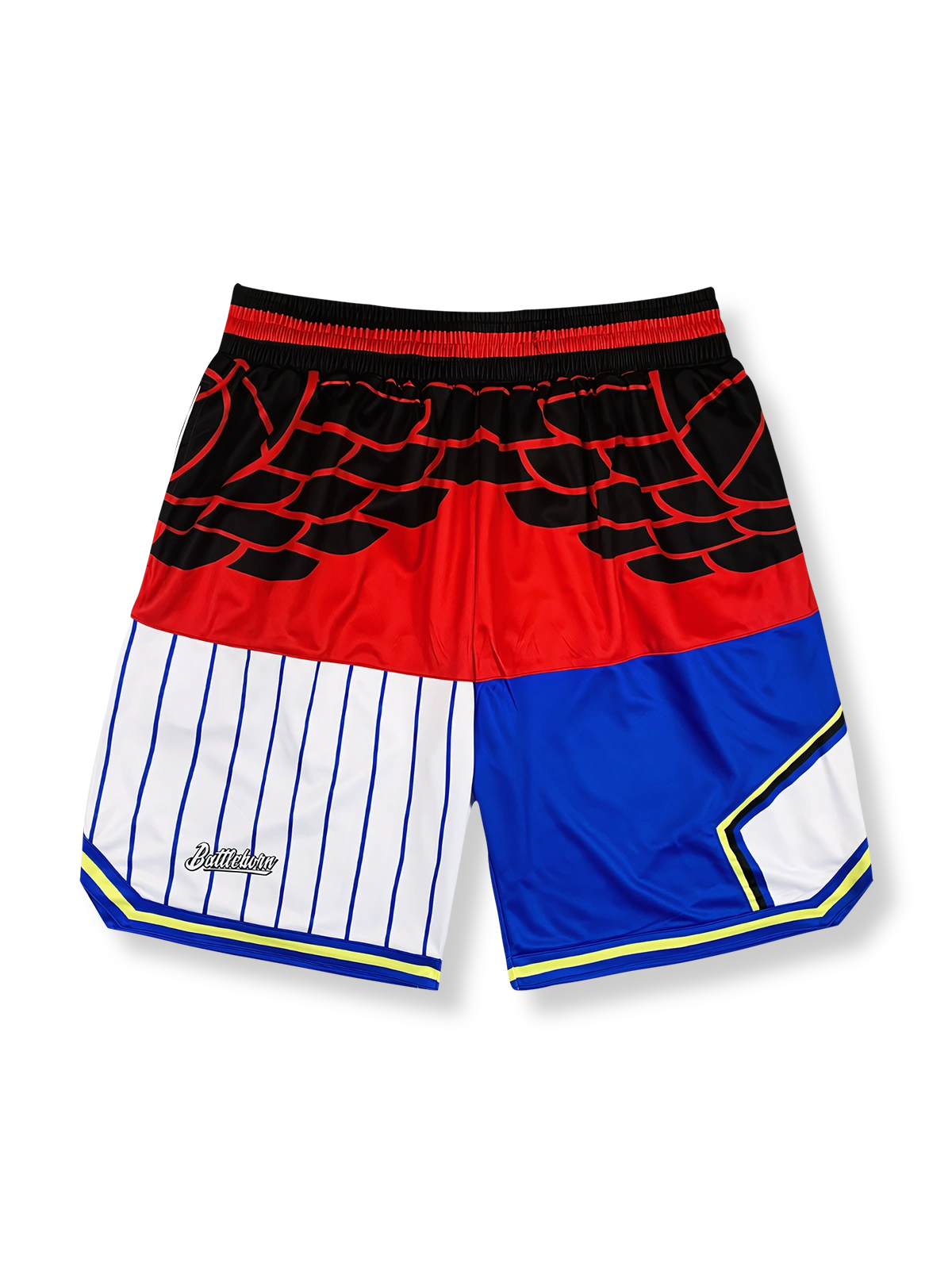 リワークパターンパッチワークデザインのバスケットボールショーツ 五分丈、速乾通気スポーツモデル