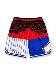 リワークパターンパッチワークデザインのバスケットボールショーツ 五分丈、速乾通気スポーツモデル