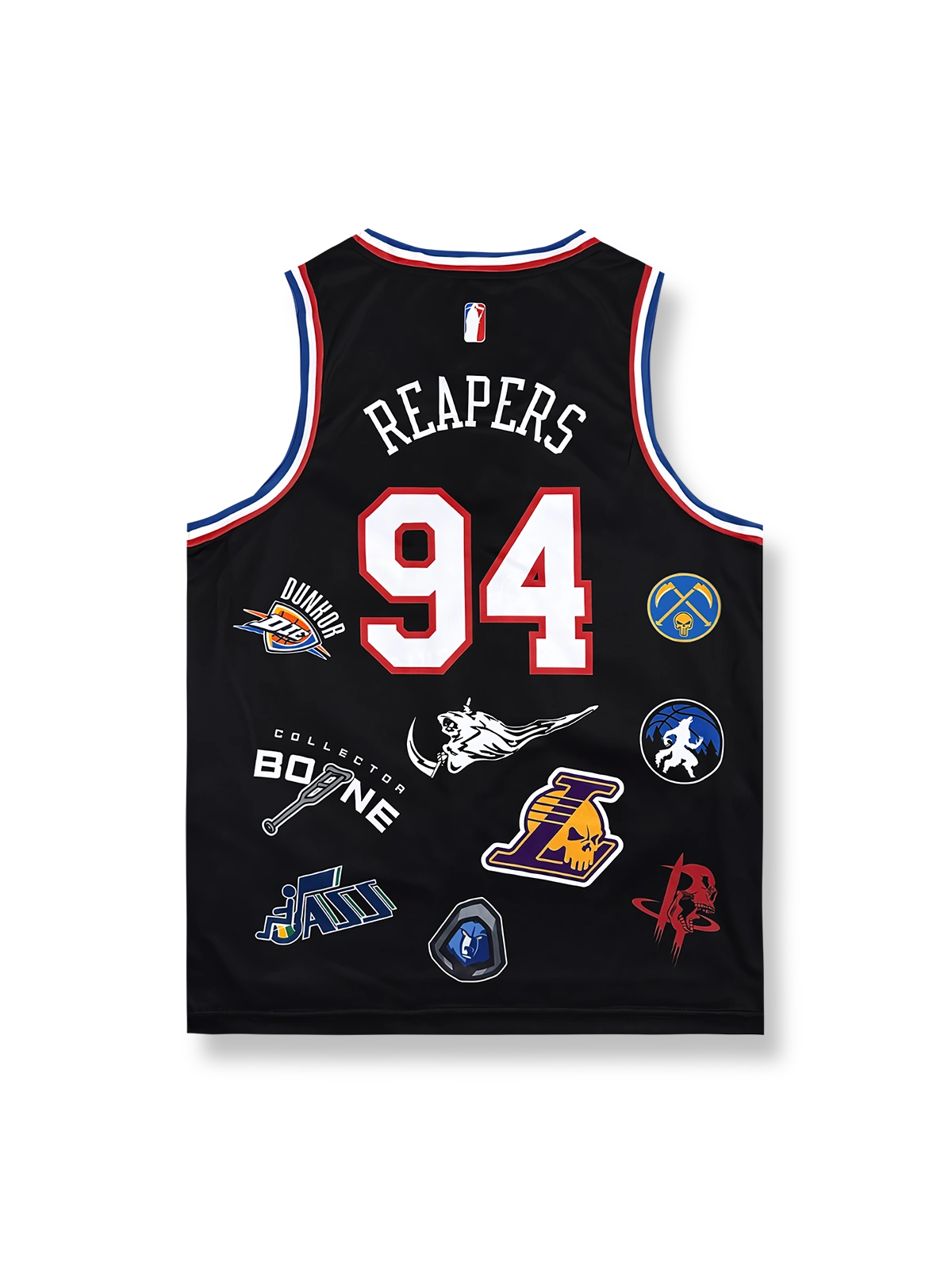 チームエンブレムプリントバスケットボールジャージ