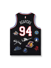 チームエンブレムプリントバスケットボールジャージ