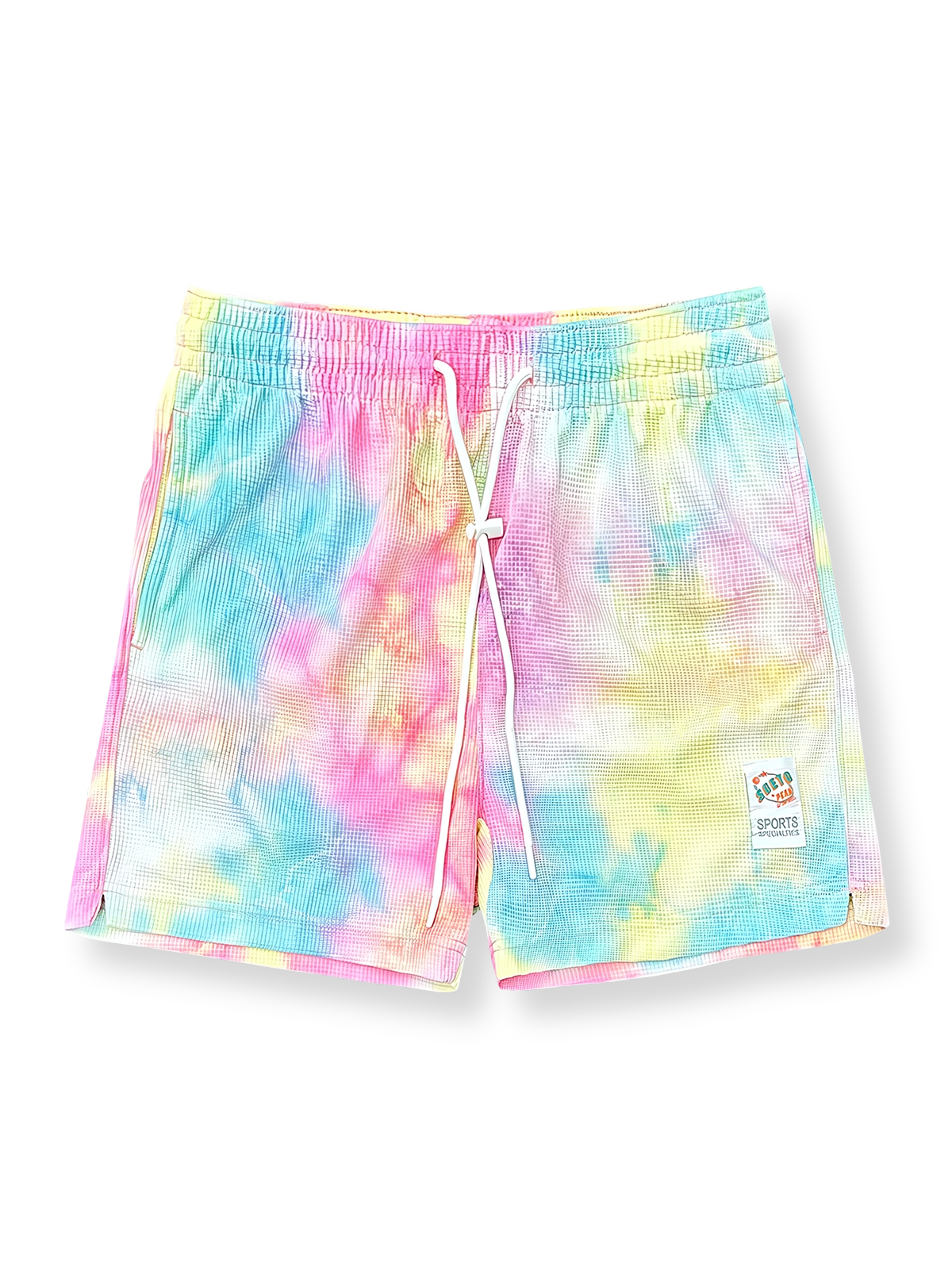 タイダイ染めワッフル生地のバスケットボールショーツ 四分丈、速乾通気スポーツモデル