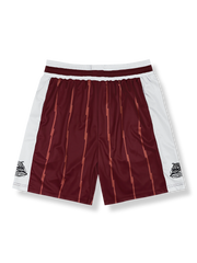 悪犬プリント入りストライプ柄バスケットボールショーツ 五分丈、速乾通気スポーツモデル