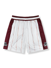 悪犬プリント入りストライプ柄バスケットボールショーツ 五分丈、速乾通気スポーツモデル