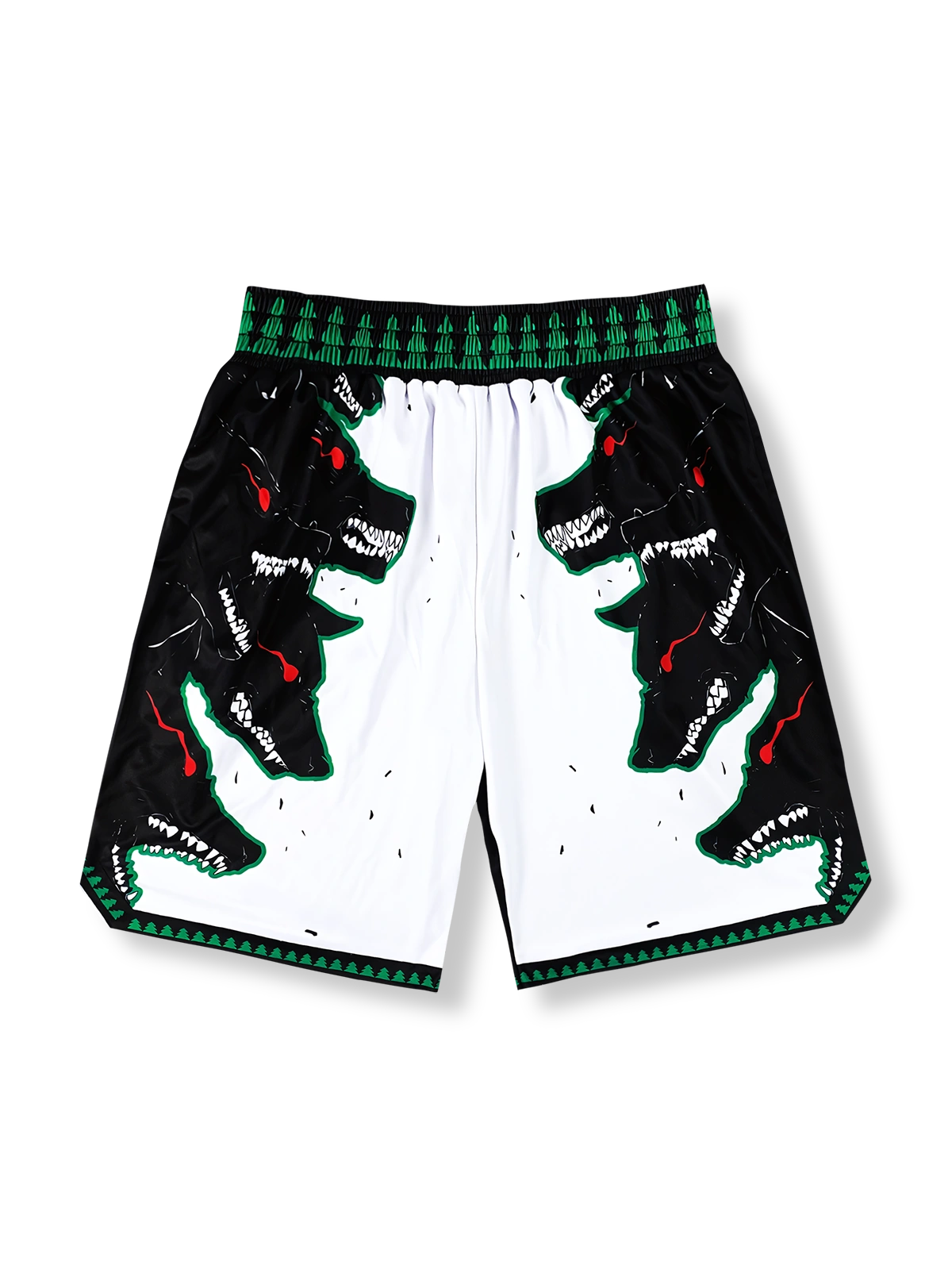 ウルフパックバトルデザインのバスケットボールショーツ 五分丈、速乾通気スポーツモデル