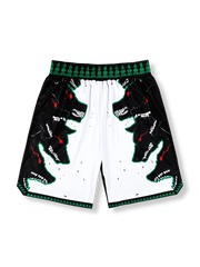 ウルフパックバトルデザインのバスケットボールショーツ 五分丈、速乾通気スポーツモデル