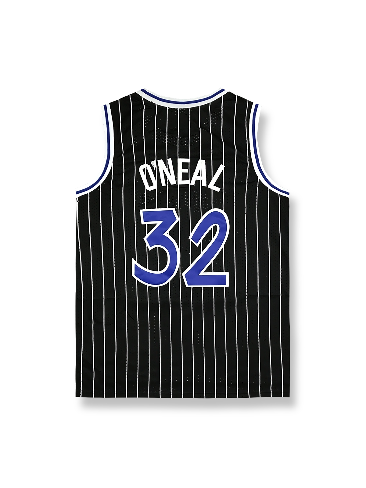 1990年代 オーランド・マジック アウェイユニフォーム シャキール・オニール 32番、ブラックピンストライプのバスケットボールジャージ