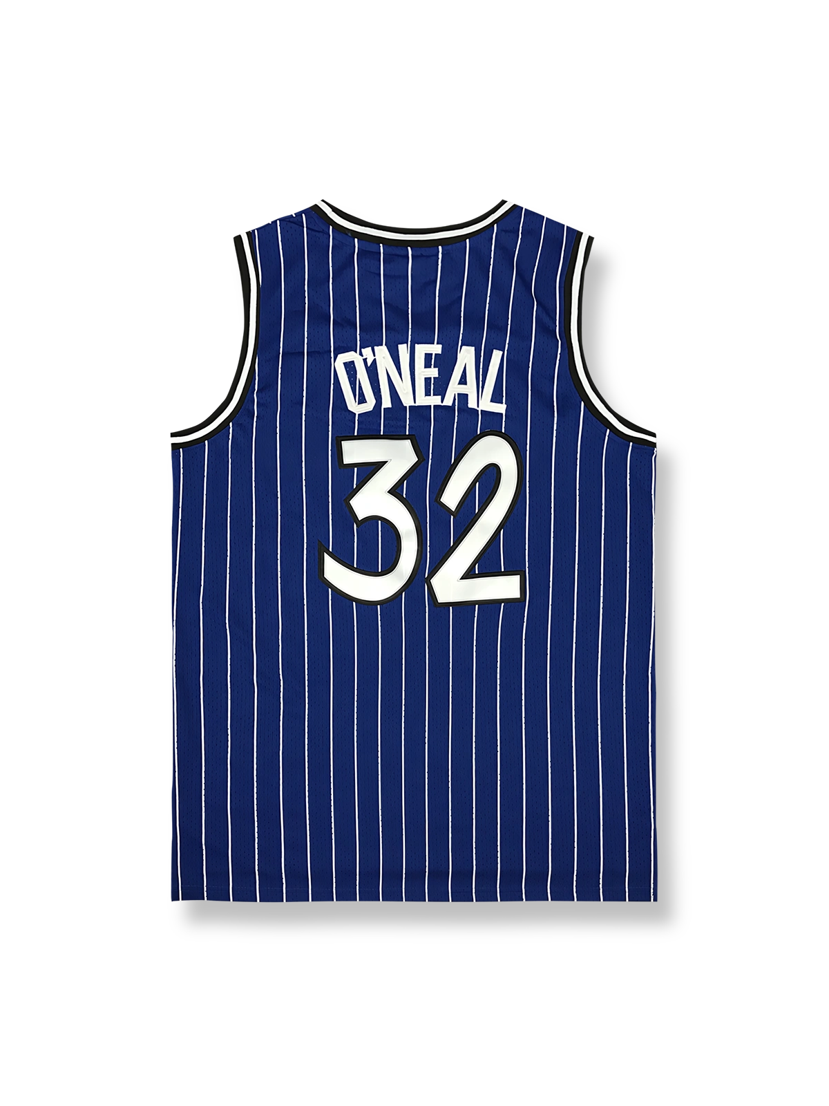 1990年代 オーランド・マジック アウェイユニフォーム シャキール・オニール 32番、ブラックピンストライプのバスケットボールジャージ