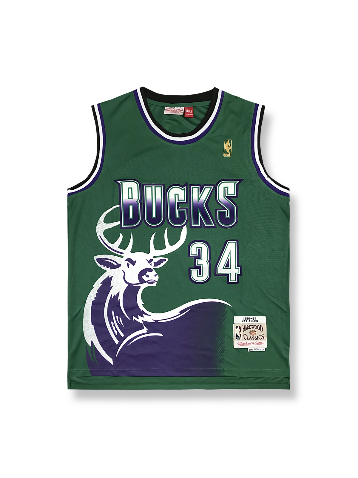 1996-97年 ミルウォーキー・バックス ホームユニフォーム レイ・アレン 34番、ヴィンテージバスケットボールシャツ